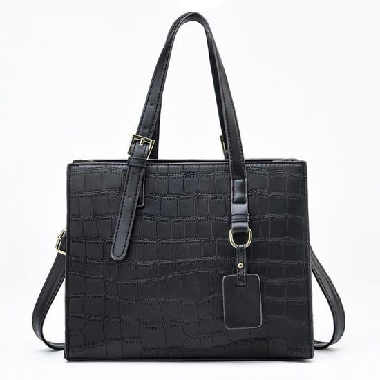 Sac à Main Femme Bandoulière En PU Cuir URAQT - Pochette Élégante Grande Capacité Noir - Cadeau Fête Des Mères