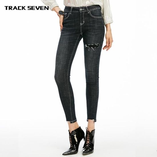 Femmes taille élastique Denim Jeans décontracté taille haute pantalon femme  mince maigre crayon jean extensible grande taille