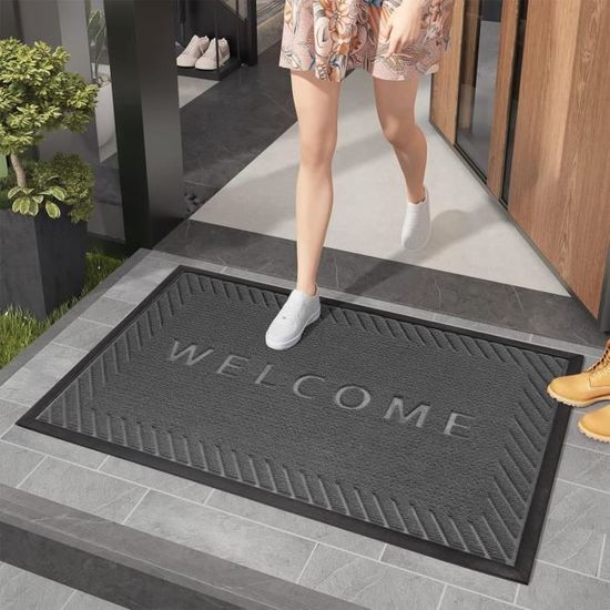 Tapis De Porte 75x100 Cm - Antidérapant, Imperméable, Lavable Pour Intérieur/extérieur