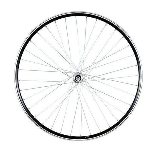 Roue velo urbain 650 x 35b ar ecrou axe plein jante alu argent retropedalage 36t