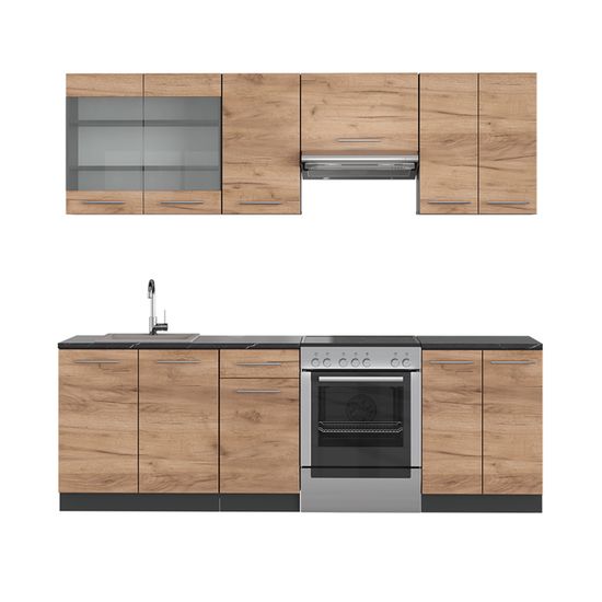 Vicco Cuisine en Angle Fame-Line, Chêne doré/Anthracite, 257