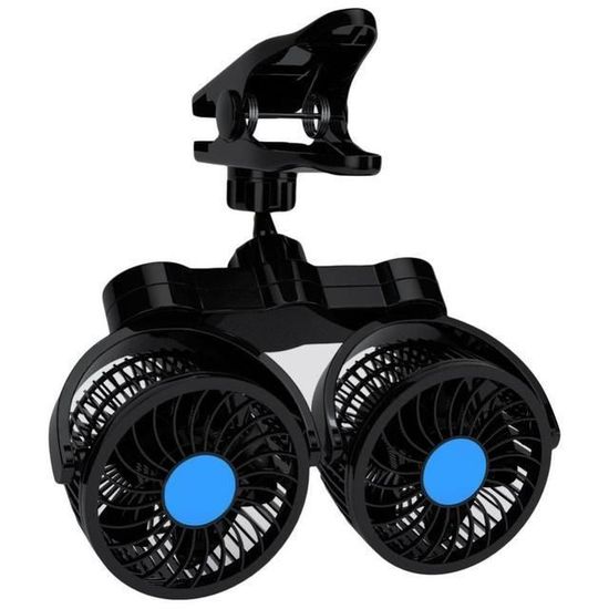 Ventilateur Double Tête Pour Voiture - 5/12/24V, 2 Vitesses, Port USB, Neuf