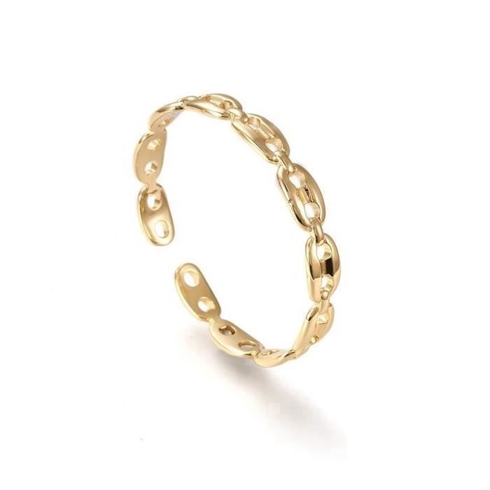 Bracelet Femme Jonc Ouvert Ajustable Maille Grain de