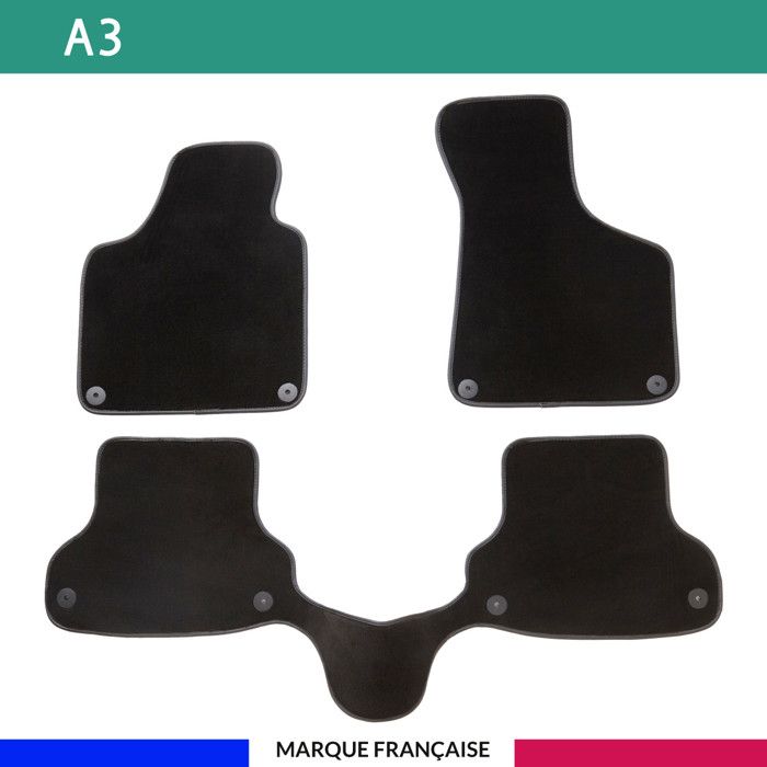Tapis de voiture - Sur Mesure pour A3 (2003 - 2012) - 3 pièces - Tapis de sol antidérapant pour automobile