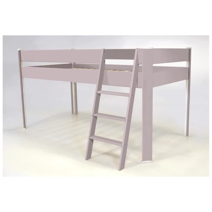 Lit Compact surélevé enfant (Rose Pastel)