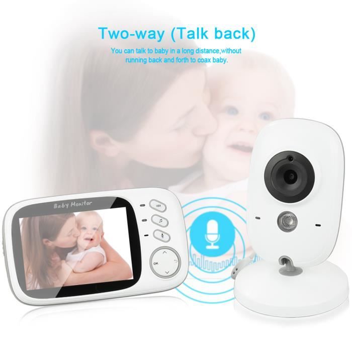 3.2-Baby Monitor Moniteur LCD sans fil pour bébé avec caméra Baby Light Monitor Numerique Sans Fil Ecoute Bebe