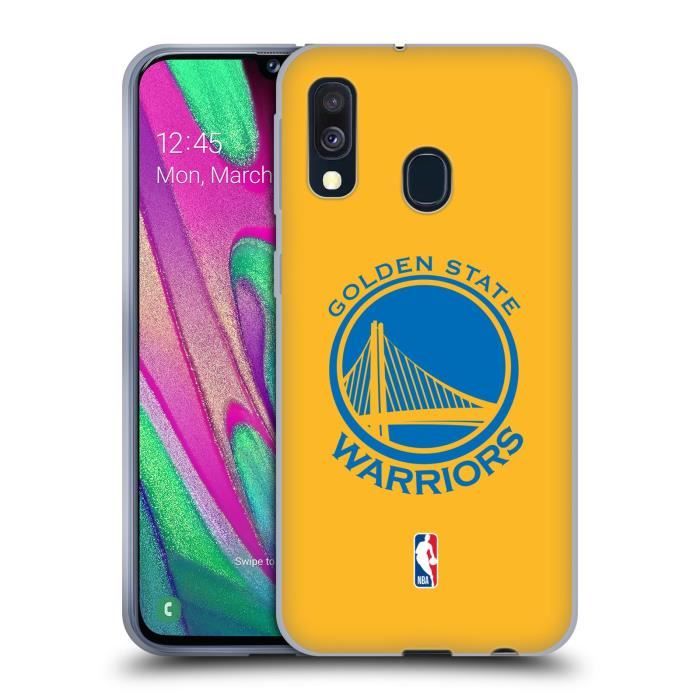 Officiel NBA Plaine Golden State Warriors Coque En Gel Doux Compatible avec Samsung Galaxy A40 (2019)