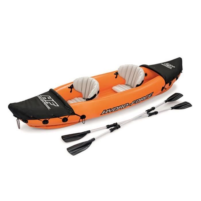 Canoe Gonflable double 321cm 2 personnes 2 pagaies derive jupe de rangement et poignées de transport mer lac riviere solide confort