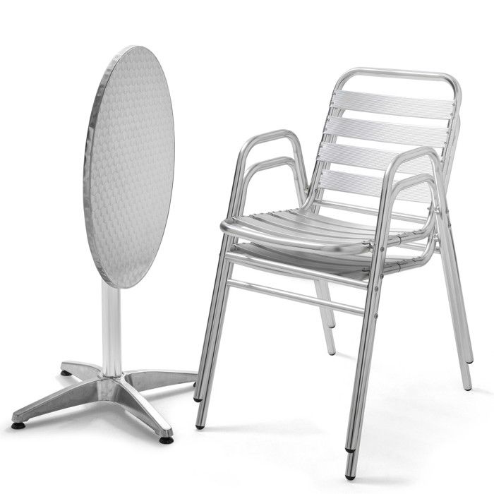 Table de jardin ronde 2 personnes en alu type bistrot terrasse