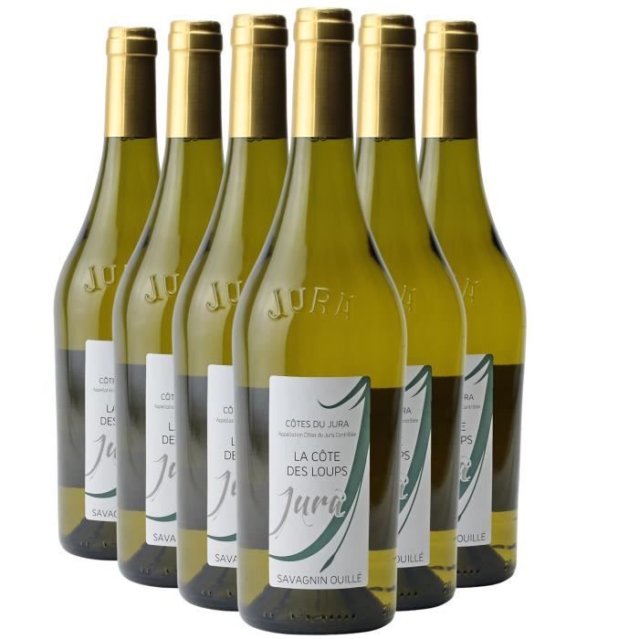 Côtes du Jura Savagnin Ouillé Blanc 2017 - Lot de 6x75cl - La Côte des Loups - Vin AOC Blanc du Jura - Cépage Savagnin