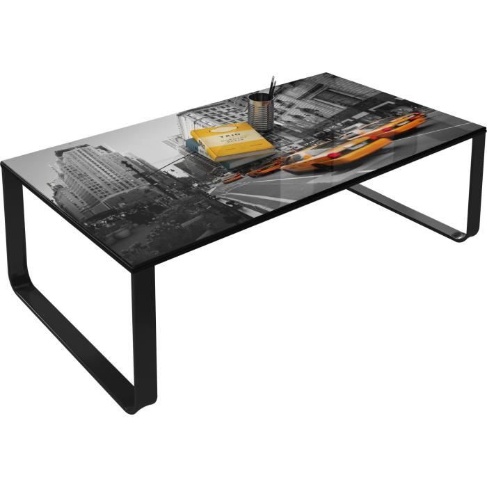 Table basse vintage gris en verre trempé sécurit L. 105 x H. 32 cm Collection Beekhuis Gris