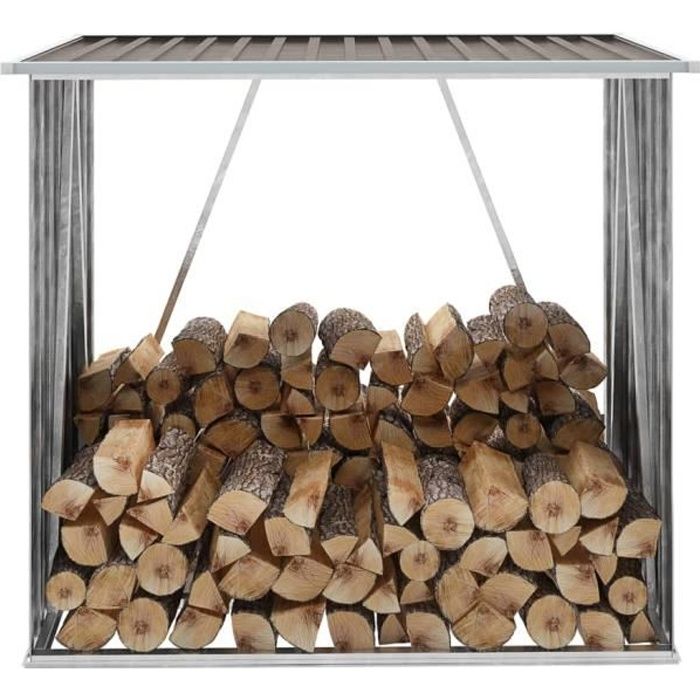 Luxueux Magnifique-Abri de stockage de bois Abri de Chauffage de Bois Abri de Jardin Acier galvanisé 163x83x154 cm Marron