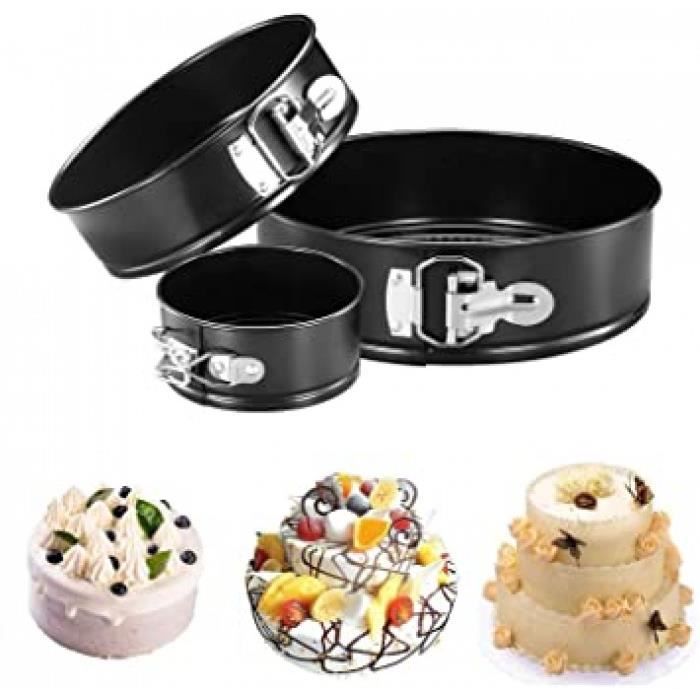 lot de 3 moules à gâteau ronds antiadhésifs et étanches (10 cm-18 cm-23 cm) avec base amovible pour cheesecake, moules à gâteaux de