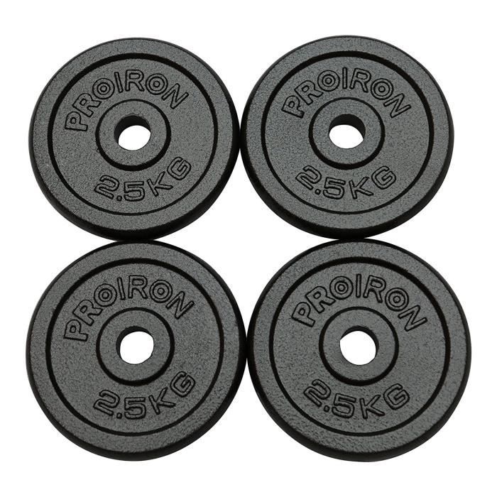 PROIRON Plaques de poids de fonte de fer 1.25kg, 2.5kg, 5kg, 10kg pour 1 -barre de poignée d'haltère