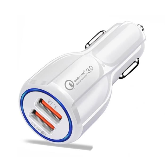 36 W double USB chargeur rapide QC 3.0 chargeur de voiture pour Samsung S10 S9 S8 Plus chargeur rapide téléphone - Type White