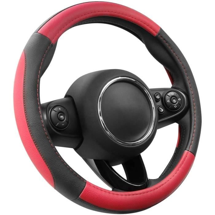 Couvre Volant Rouge Et Noir Microfibre Cuir Diamètre S 35.5-36 Cm
