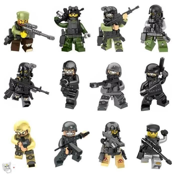 Set-12 Pièce Mini figurines Figurines Armée SWAT équipe , Blocs de Construction Enfants Jouet éducatif Cadeau Lego Compatible