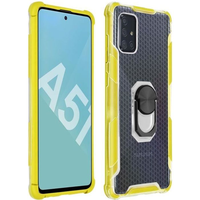 Coque Samsung Galaxy A51 Hybride Contour Bumper Amovible Bague jaune Jaune