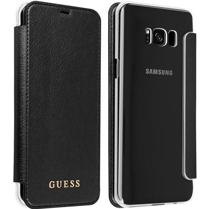 Housse Folio Clapet Portefeuille Noir Samsung Galaxy S8 Plus - Guess IriDescent