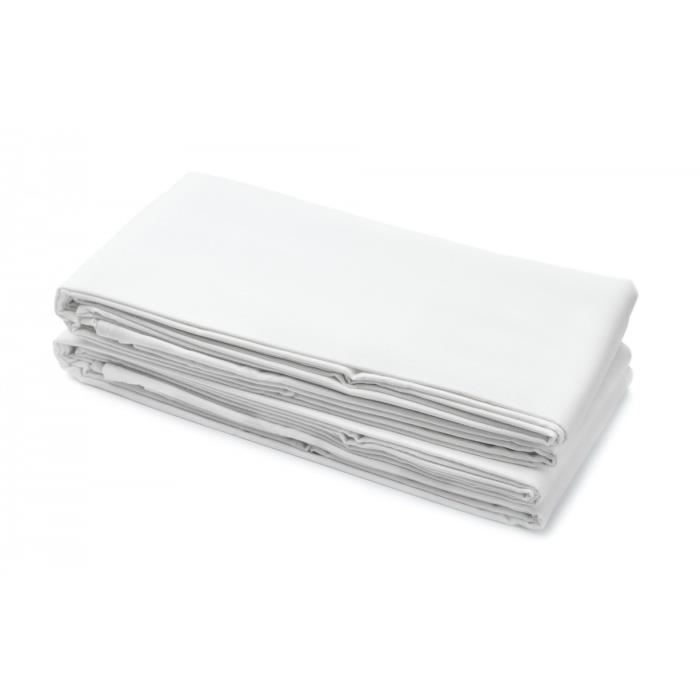 Drap plat 100% Coton 180x290 cm blanc