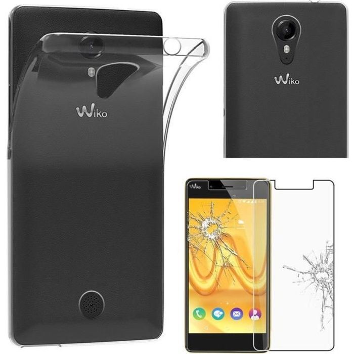 Coque gel en silicone transparent pour WIKO TOMMY - TRANSPARENT + 1 film de protection d'écran en verre trempé