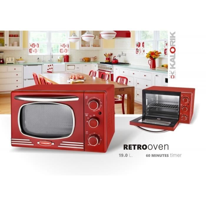 Four mini á pizza multifonctiones rétro Rouge 1300 W