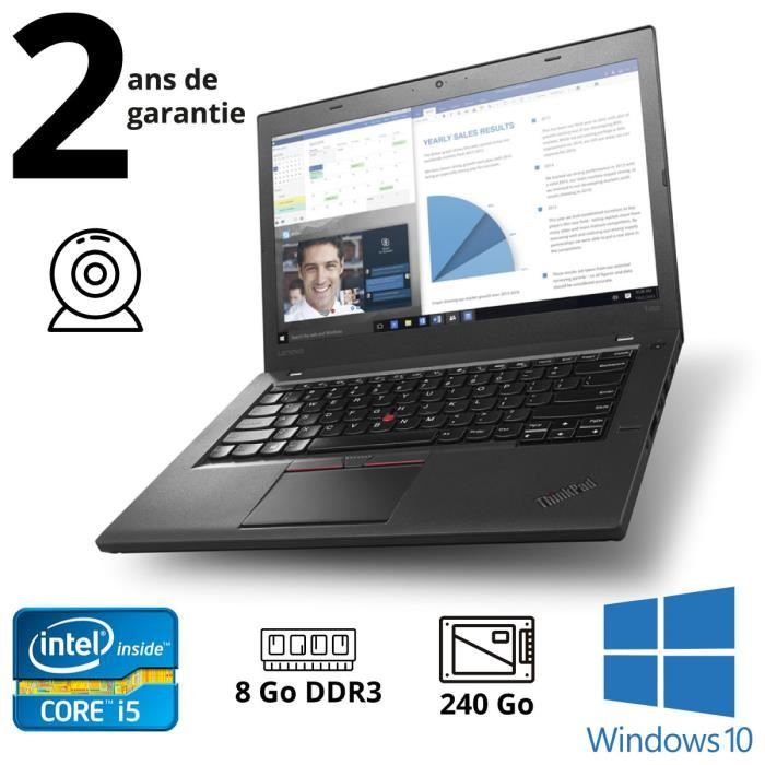 Lenovo ThinkPad T460 Core i5-6200U 2,30 GHz, RAM 8 Go, SSD 240 Go, 14