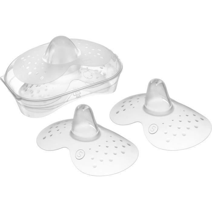 MAM Bout de sein - Silicone -Taille S - Lot de 2 en boîte de stérilisation - Transparent