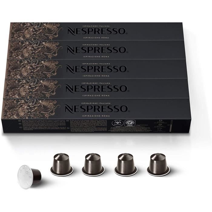 NESPRESSO ORIGINAL – 50 CAPSULES DE CAFÉ ISPIRAZIONE ROMA – INTENSITÉ 8 – POUR RISTRETTO & ESPRESSO – (5 ÉTUIS DE 10)