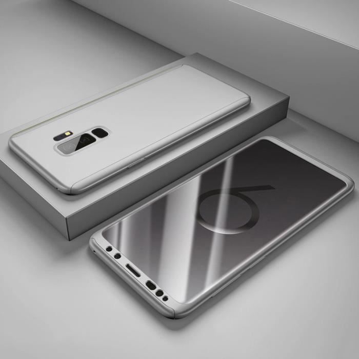 Coque Samsung Galaxy S9 PLUS - Coque Argent Housse Etui 360 Full Hybride Rigide Plastique Dur Intégrale Phonillico®