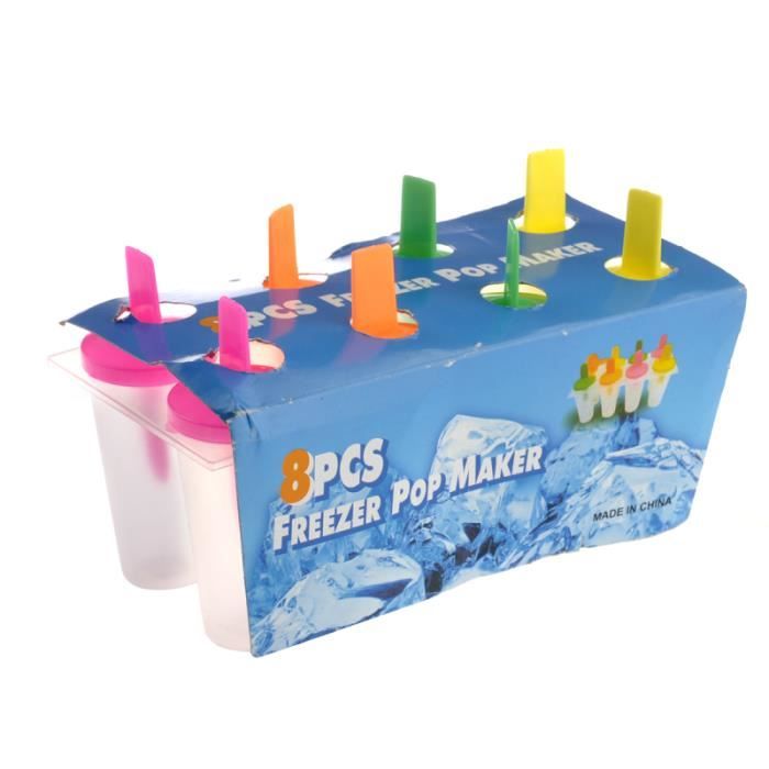 8pcs réutilisables bricolage congélateur Ice Lolly Maker moules ensemble (couleur aléatoire) SORBETIERE MANUELLE