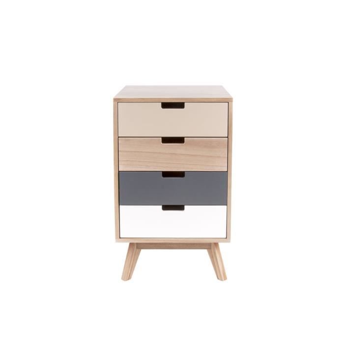 Commode Snap 4 tiroirs 40 x 65 cm Gris Foncé,Naturel,Blanc