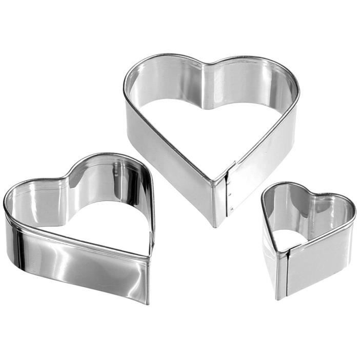 Lot 3 Emporte Pièces Découpe Pate Empreinte Métal Coeur... Argent