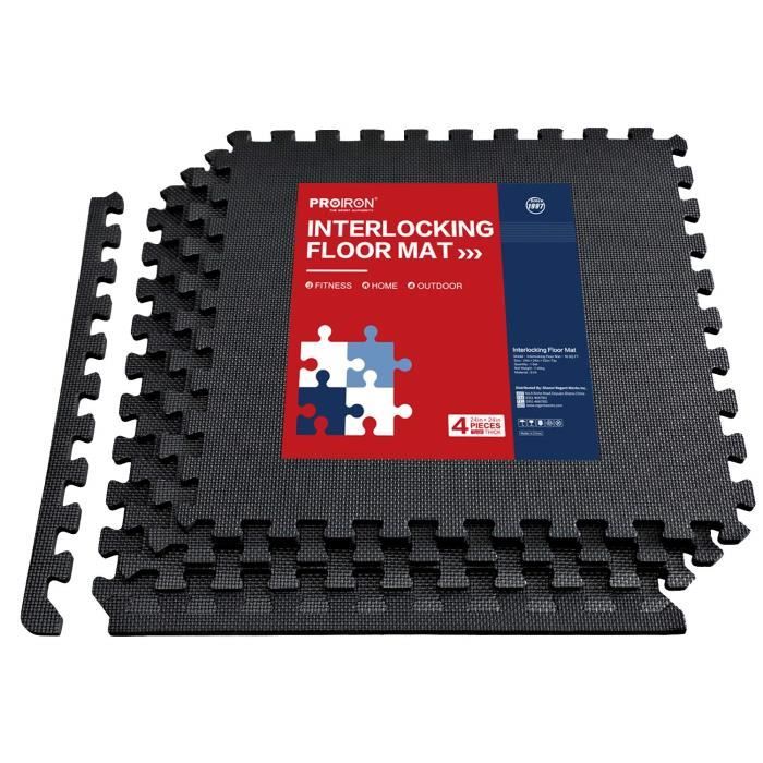 PROIRON Tapis de Protection de Sol - 4 Dalles en Mousse avec Bordures - EVA Matelas Puzzle 60x60 cm