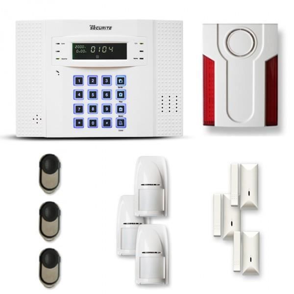 Alarme maison sans fil DNB 3 à 4 pièces mouvement + intrusion + sirène extérieure - Compatible Box internet