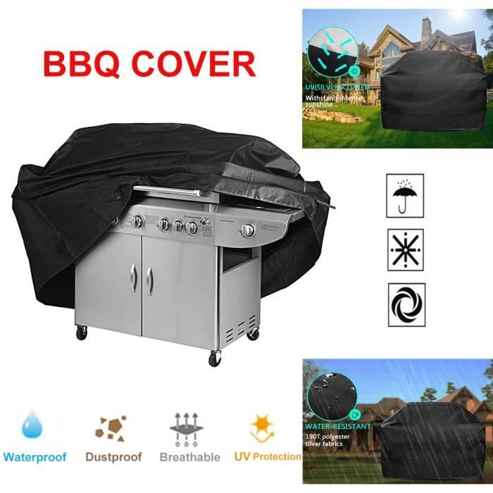 Housse de protection pour barbecue - Tissu Oxford en polyester recouvert d'argent - 150 * 100 * 125 cm (arriver dans 2-8 jours)
