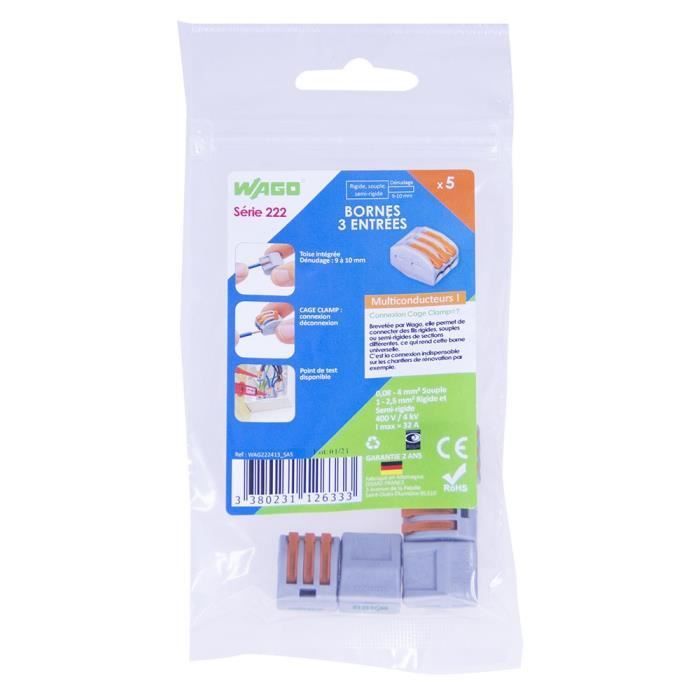 WAGO Sachet de 10 bornes 2 entrées Série 2273