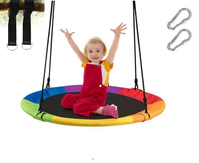 Balançoire Nid d'Oiseau Rond 100CM Tente Détachable Hauteur Réglable Balançoire Nid d'Oiseau Rond 100CM Tente Détachable Hauteur Réglable