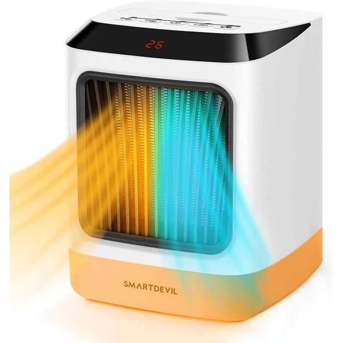 Radiateur Soufflant Céramique 1200W - Silencieux, économique, Protection Surchauffe Et Basculement - Blanc - Chambre, Salle De Bain