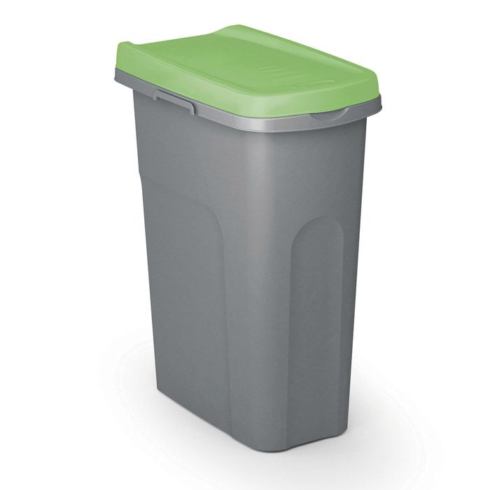 Poubelle De 25 Litres Avec Couvercle Basculant - Pour Tri Sélectif, Design Compact, Couleur Grise - 10