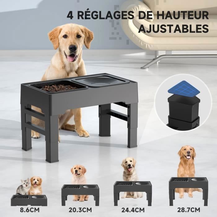 Meilleurs prix pour Gamelle surélevée - Non spécifié - Ajustable 4 hauteurs - Anti-glouton - Pour chiens et chats