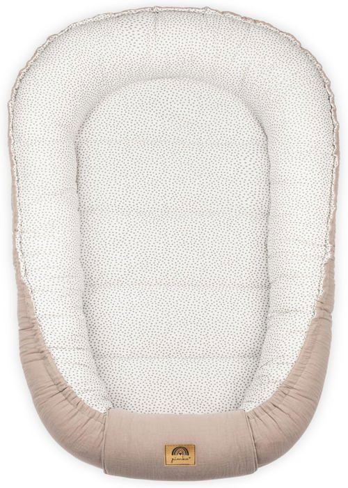 PIMKO - Reducteur de Lit Bébé mousseline Cocon 100% Coton Nid de Bébés Nouveau-né avec Baby Nest - Beige Dots