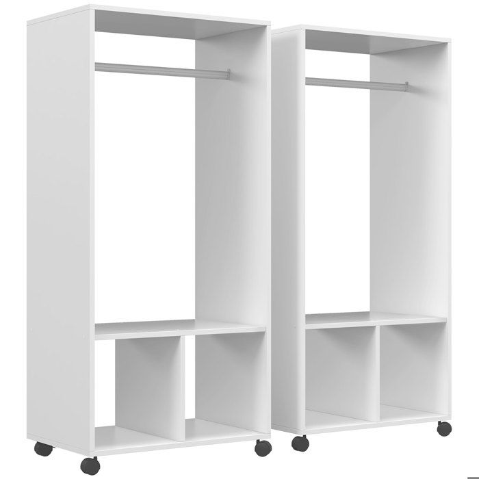 Lot de 2 portants à vêtements - HOMCOM - Bois - 60x40x128cm - Blanc