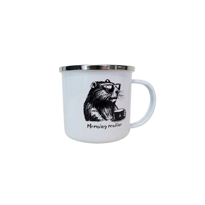 Morning Routine Mug Mug Emaille Marmotte Morning Routine | Azimut Outdoor Azimut outdoor ...