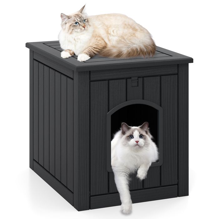 Maison pour Chat dIntérieur Extérieur COSTWAY Porte dEntrée Basculante Plancher Surélevé Abri Imperméable pour Chiots Noir Maison pour Chat dIntérieur Extérieur COSTWAY Porte dEntrée Basculante Plancher Surélevé Abri Imperméable pour Chiots Noir