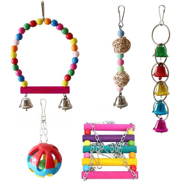 Jouets pour Oiseaux 5 Pièces Balançoire et Échelle avec Clochette pour Perruches