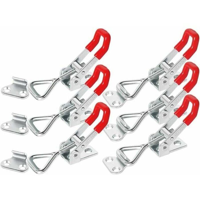 8 Loquets à Bascule Avec Levier - Fer Galvanisé - Trou Pour Cadenas - Pour Remorque, Armoire, Tiroir