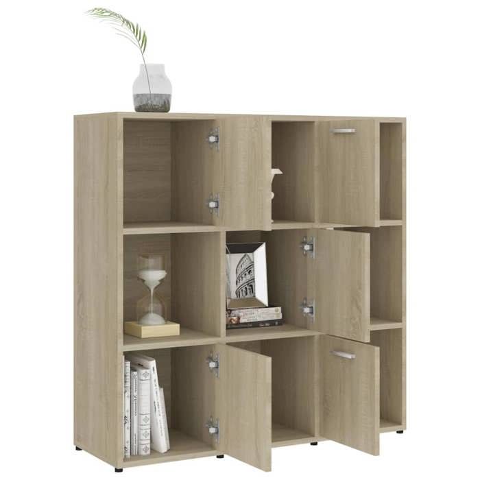 SALE dhiver Bibliothèque Multi-Rangement - JILLS - armoire à livres - Chêne sonoma 90x30x90 cm Bois d’ingénierie BB1688
