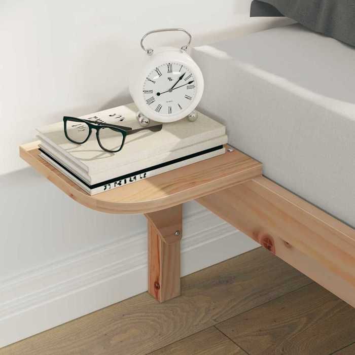 Structure de lit avec tables de chevet - UU - 140x210 cm - Pin massif - Naturel - Tables de chevet intégrées