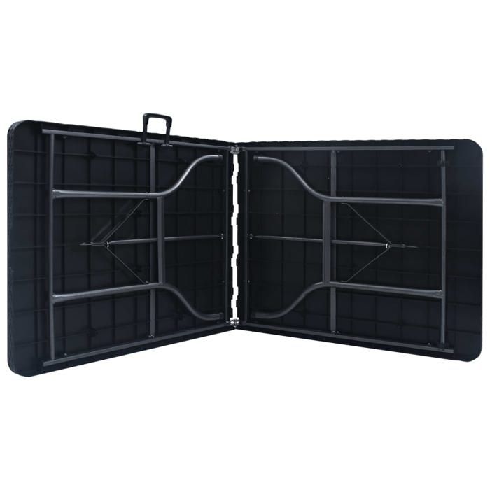 Table pliable de jardin - WIENS - Noir - 180x75x72 cm - PEHD imitation rotin - Pliable - Résistance aux intempéries